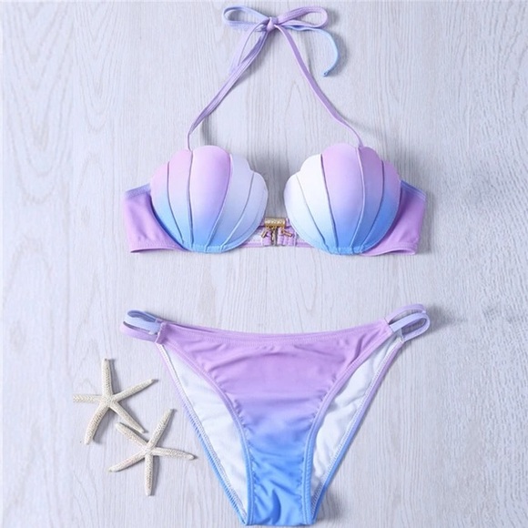 💞Ombre Shell Bikini W/ Removeable Halter Strap💞 - Picture 1 of 8